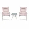 Ensemble Cosy 2 Fauteuils Pliants + Table Basse en Acier et Polyester