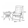 Ensemble Cosy 2 Fauteuils Pliants + Table Basse en Acier et Polyester
