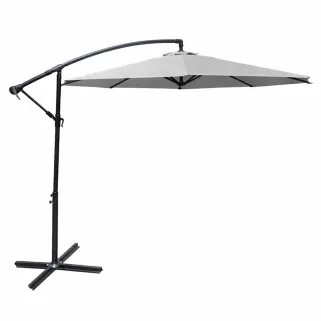 Parasol déporté Azur 3m gris - Protection solaire robuste et élégante