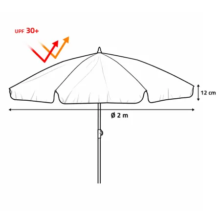 Parasol de jardin inclinable Ø 2 m taupe - Toile polyester 180 g/m² - Protection UPF 30+