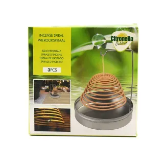 3 Spirales d'encens anti-moustique 8h citronnelle métal argenté