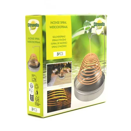 3 Spirales d'encens anti-moustique 8h citronnelle métal argenté