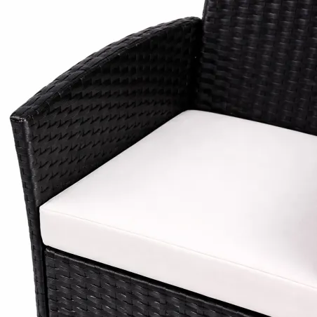 Salon de jardin 2 fauteuils et table basse tressée noir