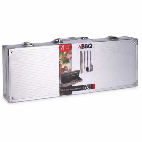 Mallette 4 ustensiles barbecue en acier inoxydable - Kit complet pour grillades