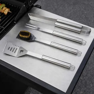 Mallette 4 ustensiles barbecue en acier inoxydable - Kit complet pour grillades