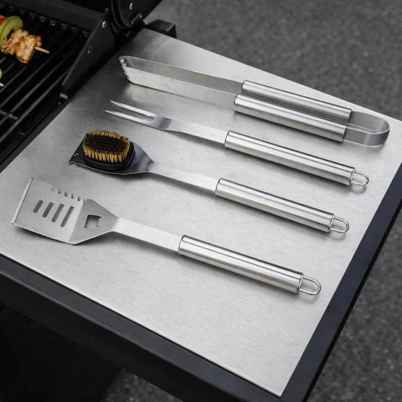Mallette 4 ustensiles barbecue en acier inoxydable - Kit complet pour grillades