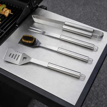 Mallette 4 ustensiles barbecue en acier inoxydable - Kit complet pour grillades