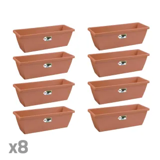 Lot de 8 Balconnières Elho® 50x16cm en plastique effet terre cuite