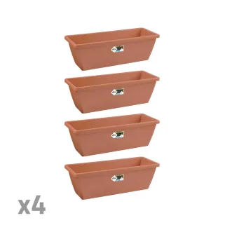 Lot de 4 Balconnières Elho® 50x16cm en plastique effet terre cuite