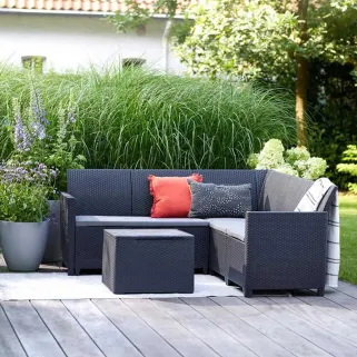 Ensemble mobilier de jardin Keter Claire 1 canapé + 1 table basse gris