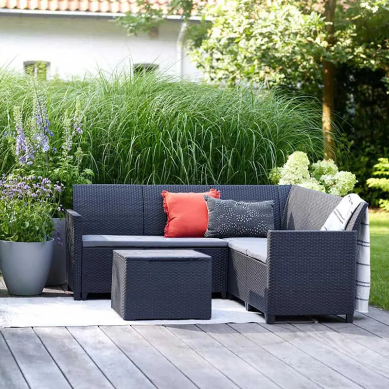 Ensemble mobilier de jardin Keter Claire 1 canapé + 1 table basse gris