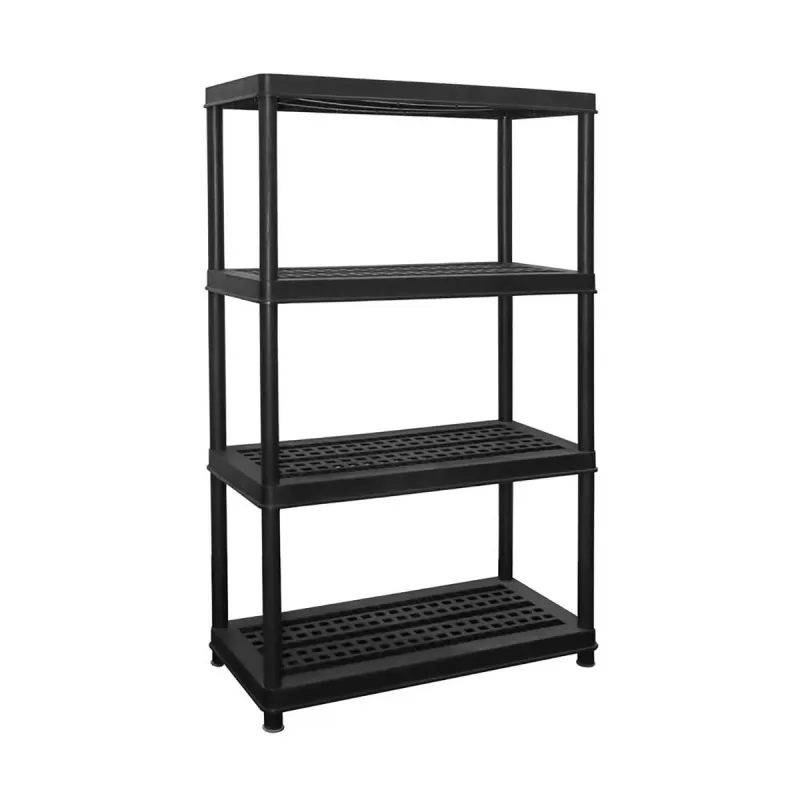 Étagère plastique 4 tablettes 90x44x141 cm - Charge 60 kg par niveau - Noire