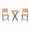 Ensemble Bistrot Table Ronde Ø61cm + 2 Chaises en Osier - Acier Noir