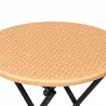 Ensemble Bistrot Table Ronde Ø61cm + 2 Chaises en Osier - Acier Noir