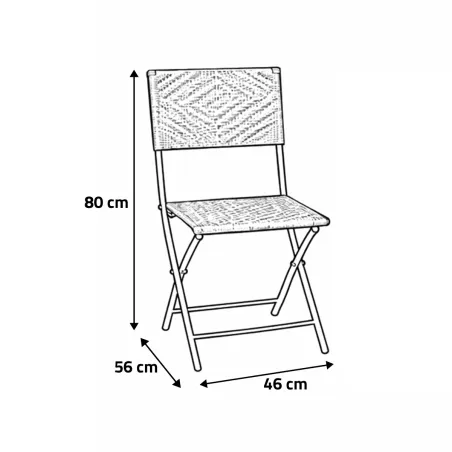 Ensemble Bistrot Table Ronde Ø61cm + 2 Chaises en Osier - Acier Noir