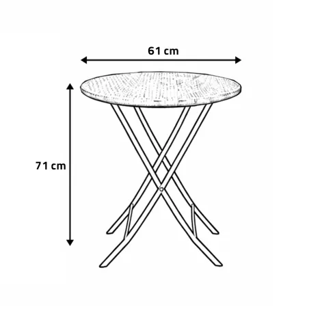 Ensemble Bistrot Table Ronde Ø61cm + 2 Chaises en Osier - Acier Noir