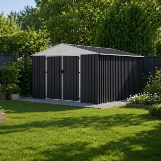 Abri de jardin en acier Escaut - Structure robuste avec portes battantes doubles