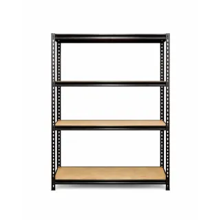Étagère 4 niveaux noire 120x60x180cm - Charge 300kg par étagère - Acier & MDF