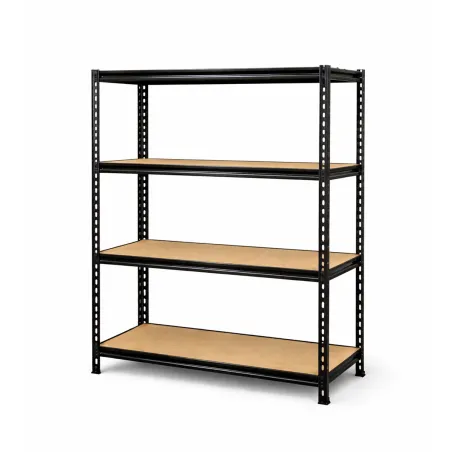 Étagère 4 niveaux noire 120x60x180cm - Charge 300kg par étagère - Acier & MDF