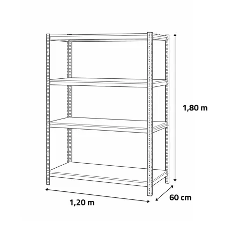 Étagère 4 niveaux noire 120x60x180cm - Charge 300kg par étagère - Acier & MDF