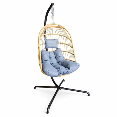 Chaise suspendue 4 pieds en acier avec coussin polyester - Design pliant et détente