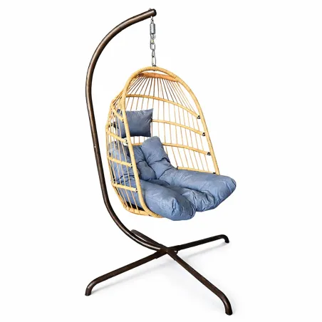 Chaise suspendue 4 pieds en acier avec coussin polyester - Design pliant et détente