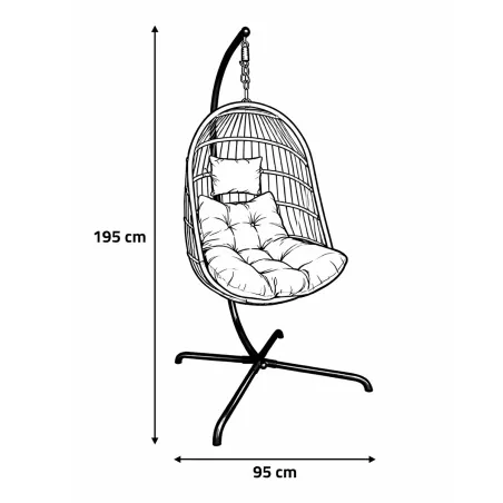 Chaise suspendue 4 pieds en acier avec coussin polyester - Design pliant et détente