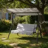 Balancelle d'extérieur 3 places noire et blanche avec toit ajustable