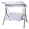 Balancelle d'extérieur 3 places noire et blanche avec toit ajustable