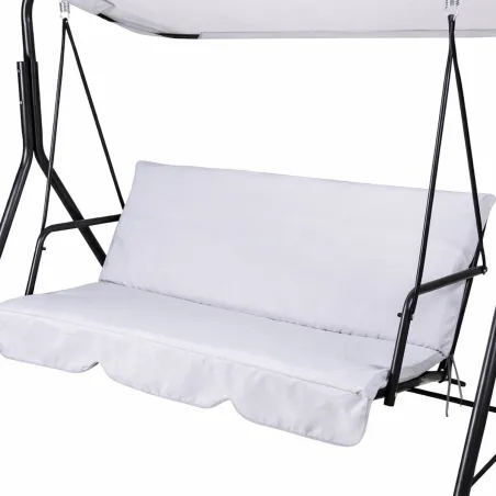 Balancelle d'extérieur 3 places noire et blanche avec toit ajustable