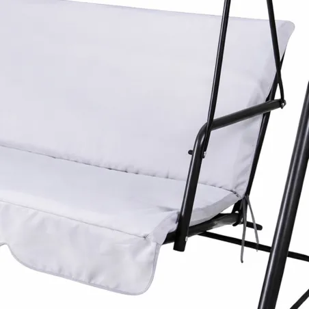 Balancelle d'extérieur 3 places noire et blanche avec toit ajustable