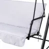 Balancelle d'extérieur 3 places noire et blanche avec toit ajustable