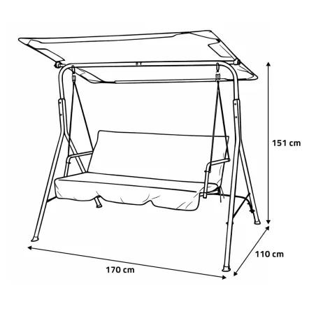 Balancelle d'extérieur 3 places noire et blanche avec toit ajustable