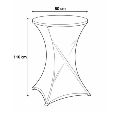 Housse table bar noire diamètre 80cm stretch