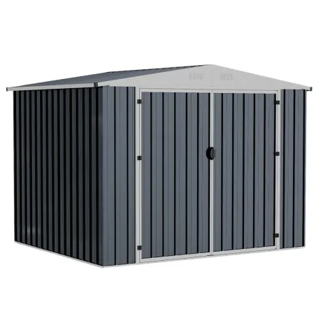 Abri de jardin métal gris et crème 245 x 193 x 180 cm