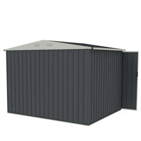 Abri de jardin métal gris et crème 245 x 193 x 180 cm