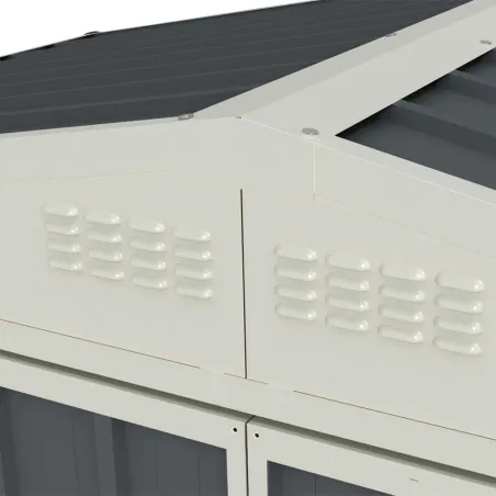 Abri de jardin métal gris et crème 245 x 193 x 180 cm