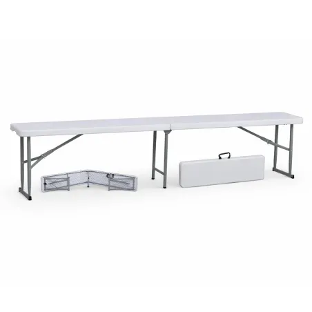 Banc de jardin pliable blanc 180 X 27 X 43 cm 3 personnes