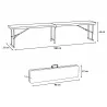 Banc de jardin pliable blanc 180 X 27 X 43 cm 3 personnes