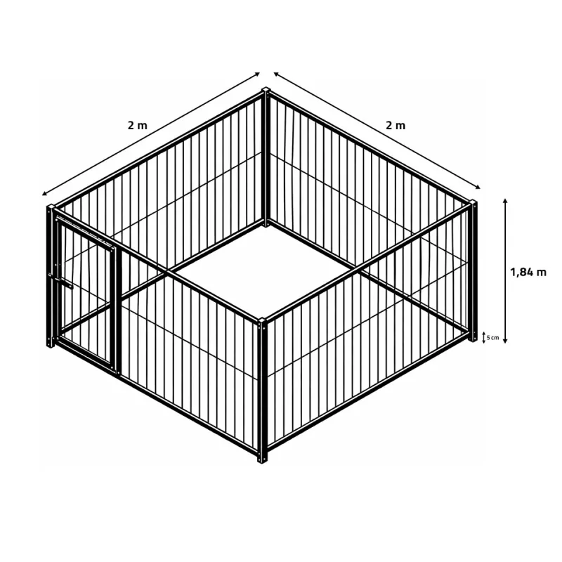 Kit chenil barreaux carré 2 x 2 m
