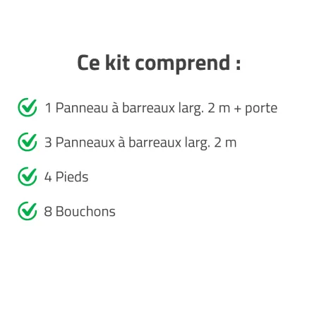 Kit chenil barreaux carré 2 x 2 m