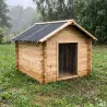 Niche chien en bois toit type chalet madrier toit PVC taille M : 86 x 76 x 70 cm
