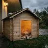 Niche chien en bois toit type chalet madrier toit PVC taille M : 86 x 76 x 70 cm