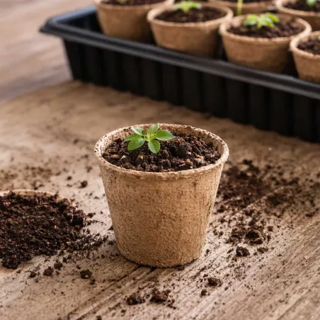16 Pots Biodégradables Ronds Ø6cm pour Semis et Culture
