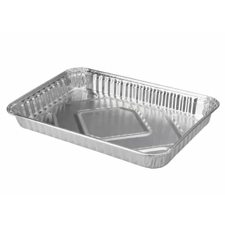Lot de 4 plateaux en aluminium pour barbecue - 32x23x4 cm