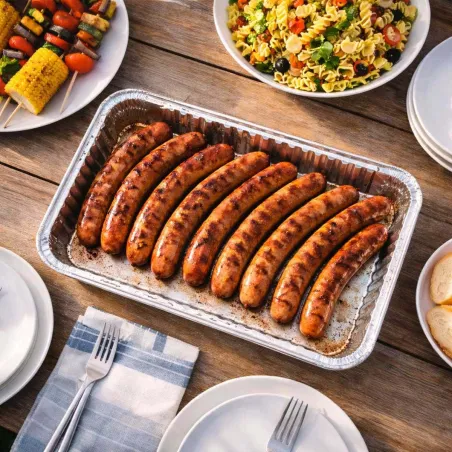 Lot de 4 plateaux en aluminium pour barbecue - 32x23x4 cm