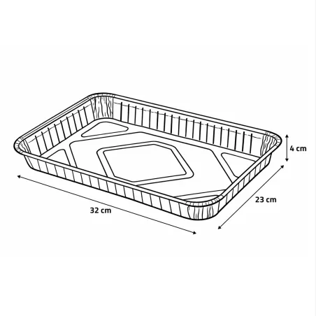Lot de 4 plateaux en aluminium pour barbecue - 32x23x4 cm