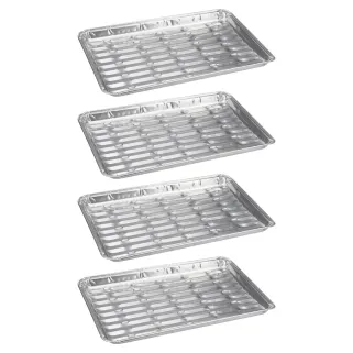 Lot de 4 plateaux en aluminium pour barbecue - 24x16x1,5 cm