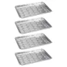 Lot de 4 plateaux en aluminium pour barbecue - 24x16x1,5 cm