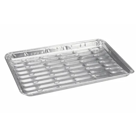 Lot de 4 plateaux en aluminium pour barbecue - 24x16x1,5 cm
